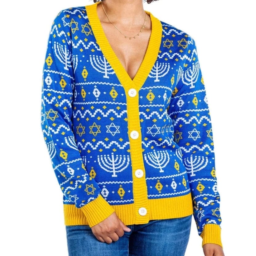Women's Menorah Print Cardigan by Tipsy Elves - (Sizes XS - 5XL)、mySite、topwebapps