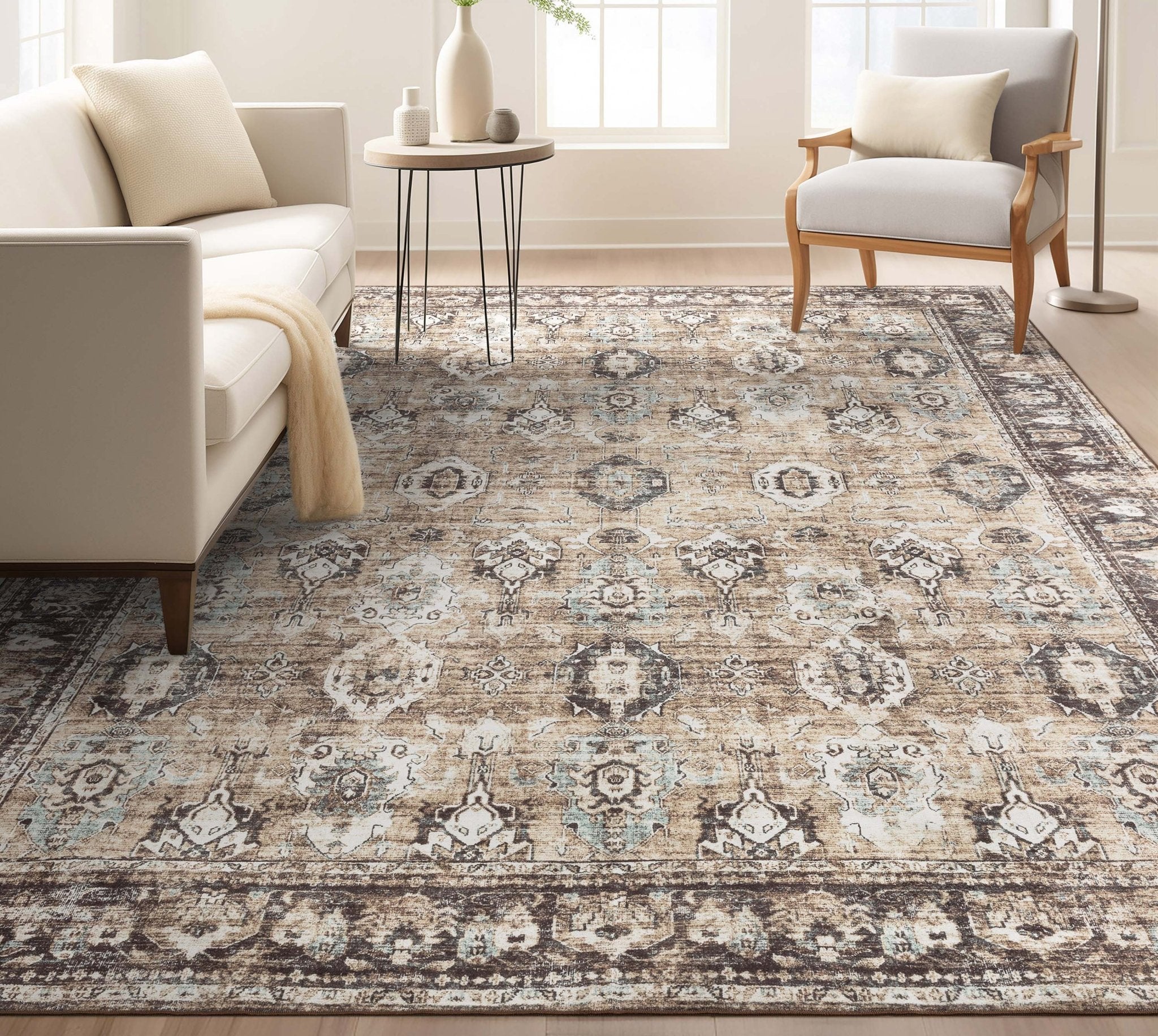 Elle Basics Intrigue Easy-Clean Washable Rug - Durable, Non-Slip, Low-Profile Design for Home Comfort、mySite、gigharbornorthrealestate