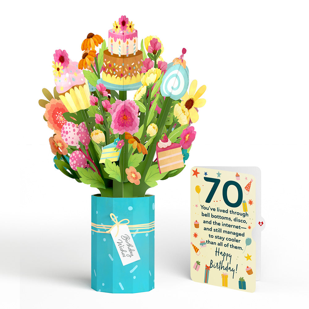 Sweet 70th Birthday Wishes Bouquet and Sentiment Set、mySite、solidvoid