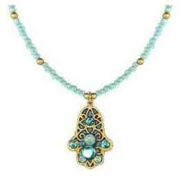 Michal Golan Blue and Gold Hamsa Necklace、mySite、topwebapps