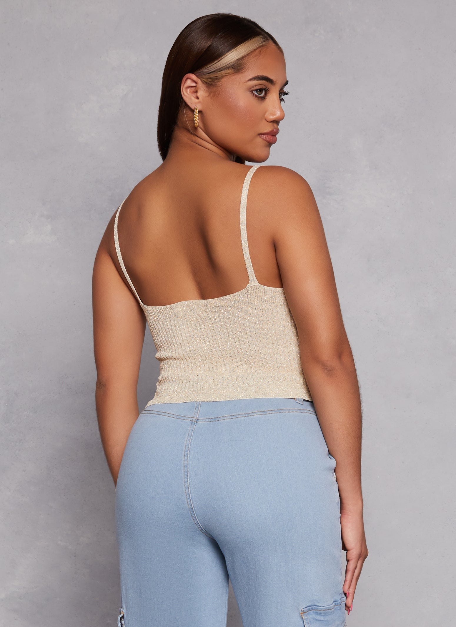 Lurex Ribbed Knit Cropped Cami、mySite、camillekostekn