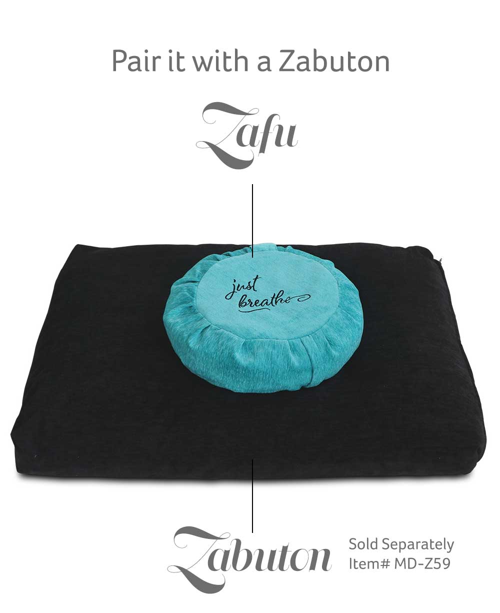 Just Breathe Turquoise Chenille Meditation Zafu Cushion, Buckwheat Insert、mySite、topwebapps