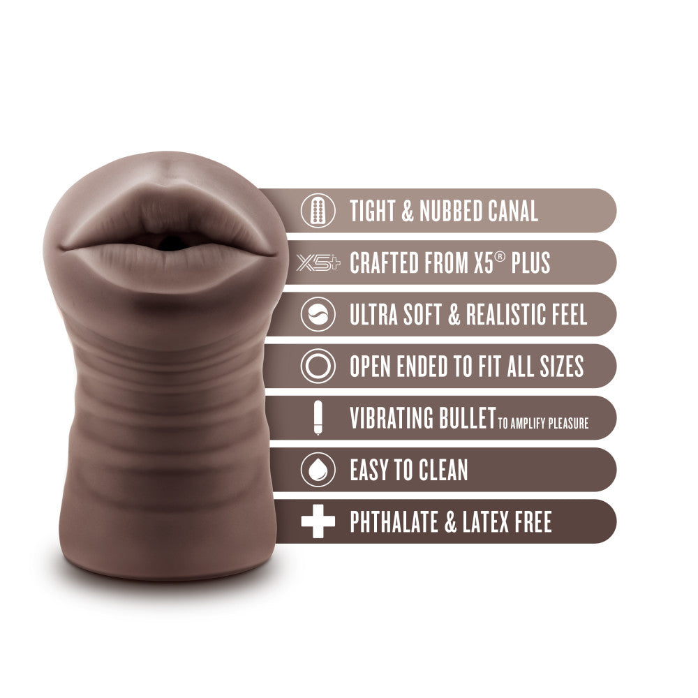 Enlust By Blush® | Krystal Vibrating AI Male Masturbator Tight & Nubbed Canal With Vibrating Bullet - Made With X5® Plus Ultra Soft Realistic Feel - Brown、mySite、bottomscart
