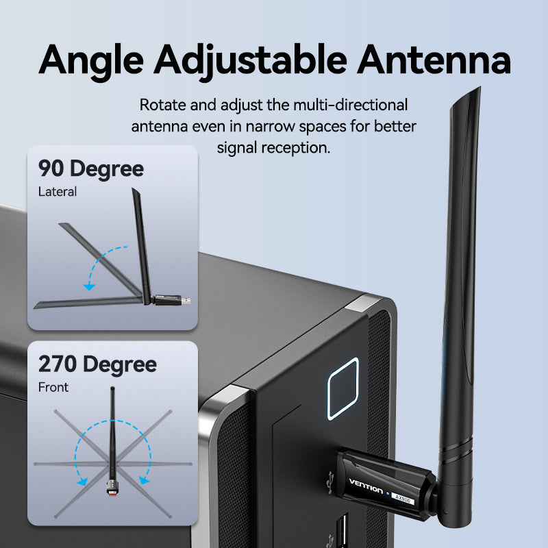 Vention AX900 USB Wi-Fi Dual Band Adapter With High Gain Antenna Black、mySite、fannypackpong