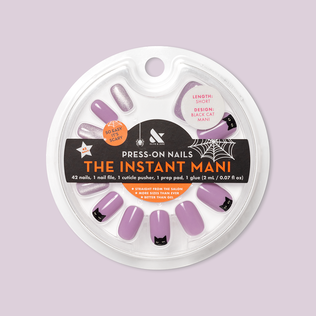 Purple Cat - Press-On | Short | Squoval - Part of Set、mySite、solidvoid