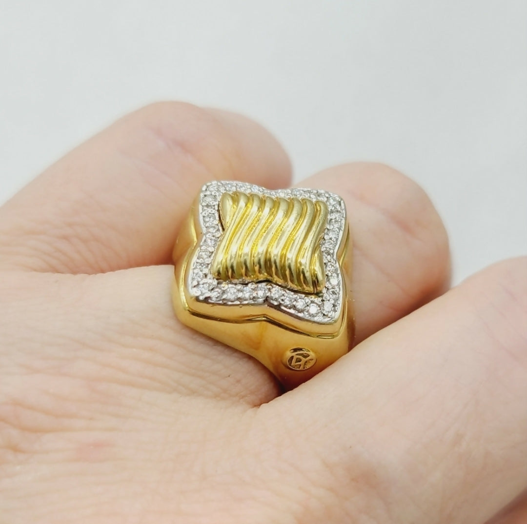 David Yurman Quatrefoil Sculpted Ring 鈥?Diamonds & 18k Gold、mySite、hinf8tx79