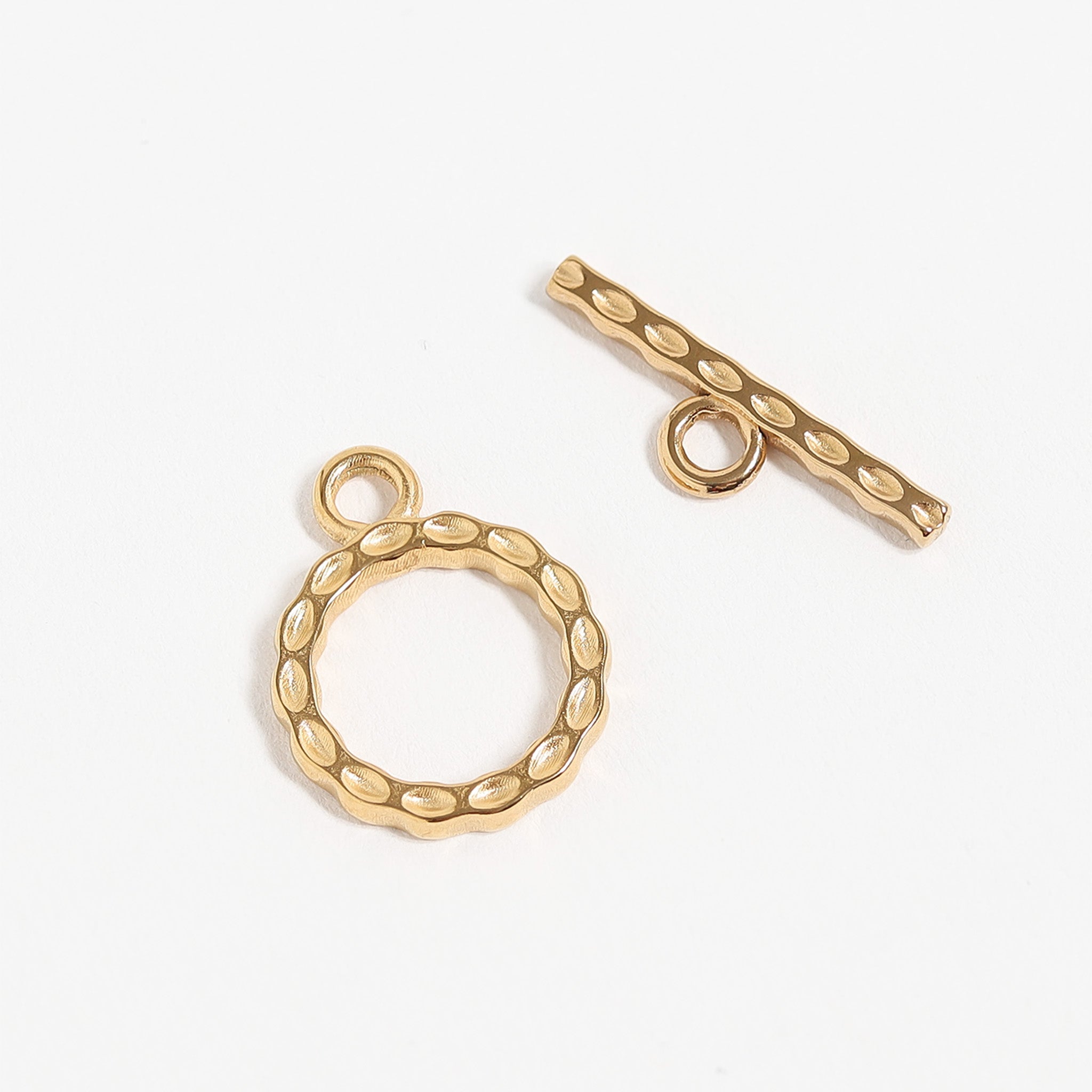 18K Gold PVD Stainless Steel Textured Circle Toggle Clasp / ENC0048、mySite、dreamappss