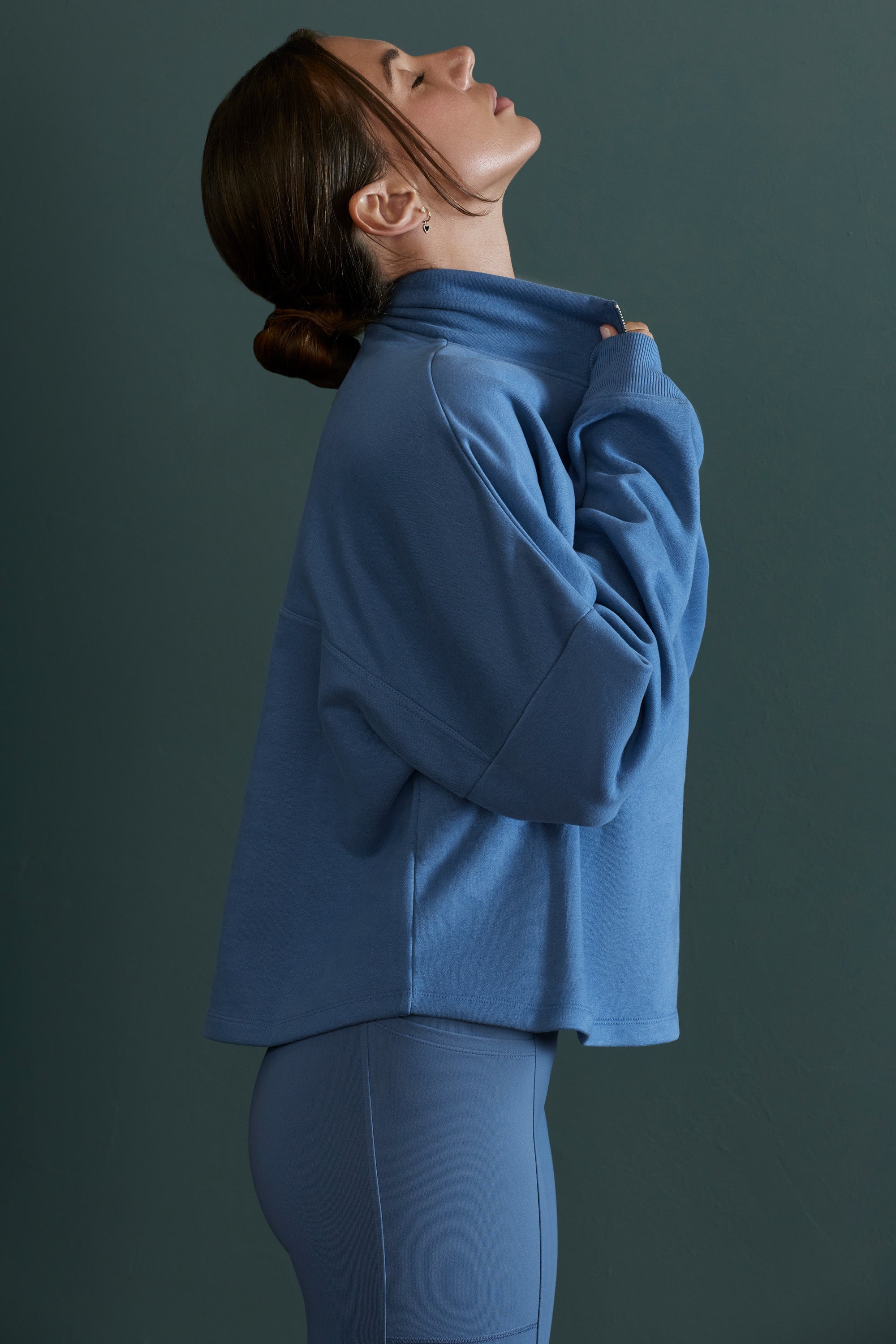  Oversized Half Zip Sweatshirt in Blue、mySite、sugarbowlscore