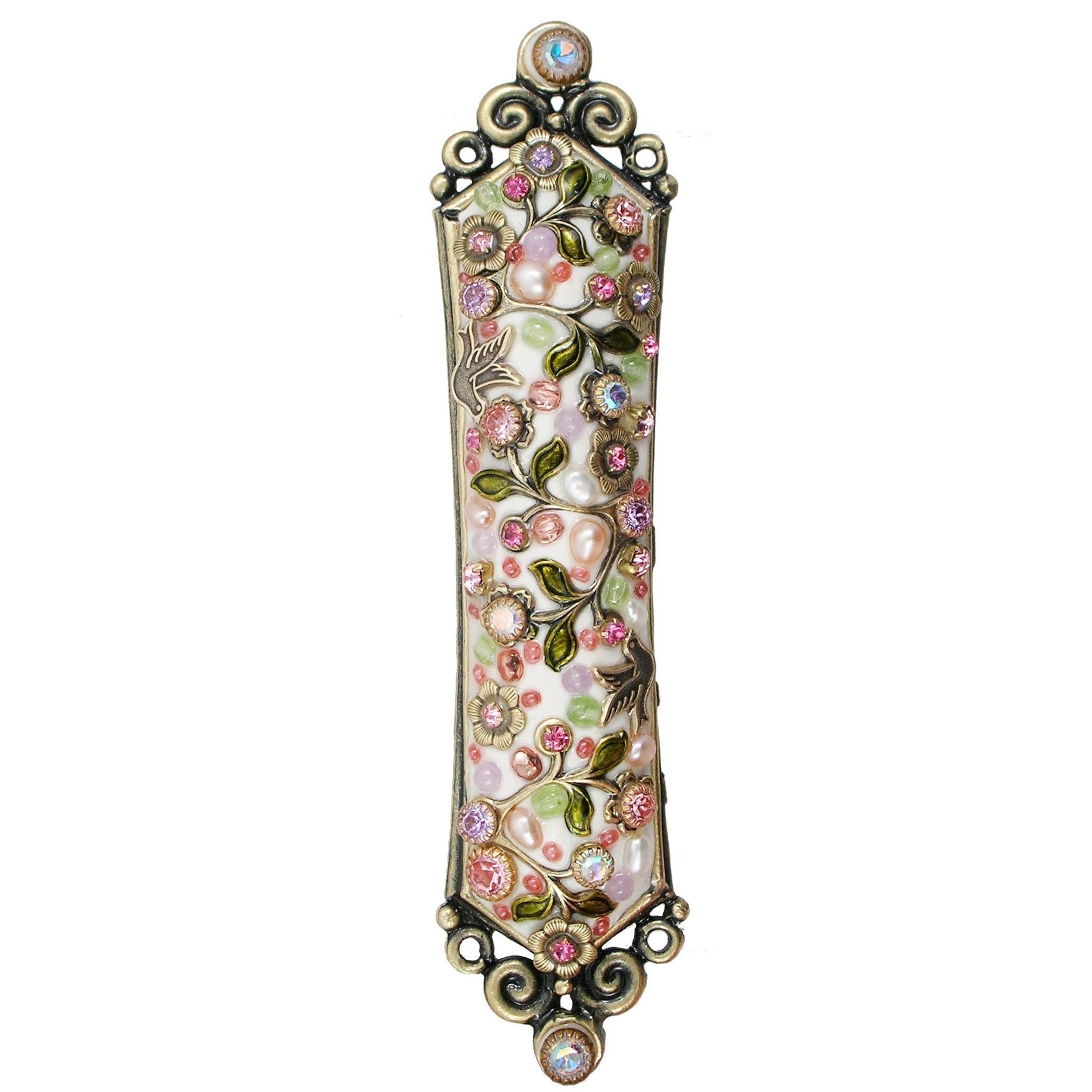 White Floral Mosaic Mezuzah by Michal Golan、mySite、topwebapps