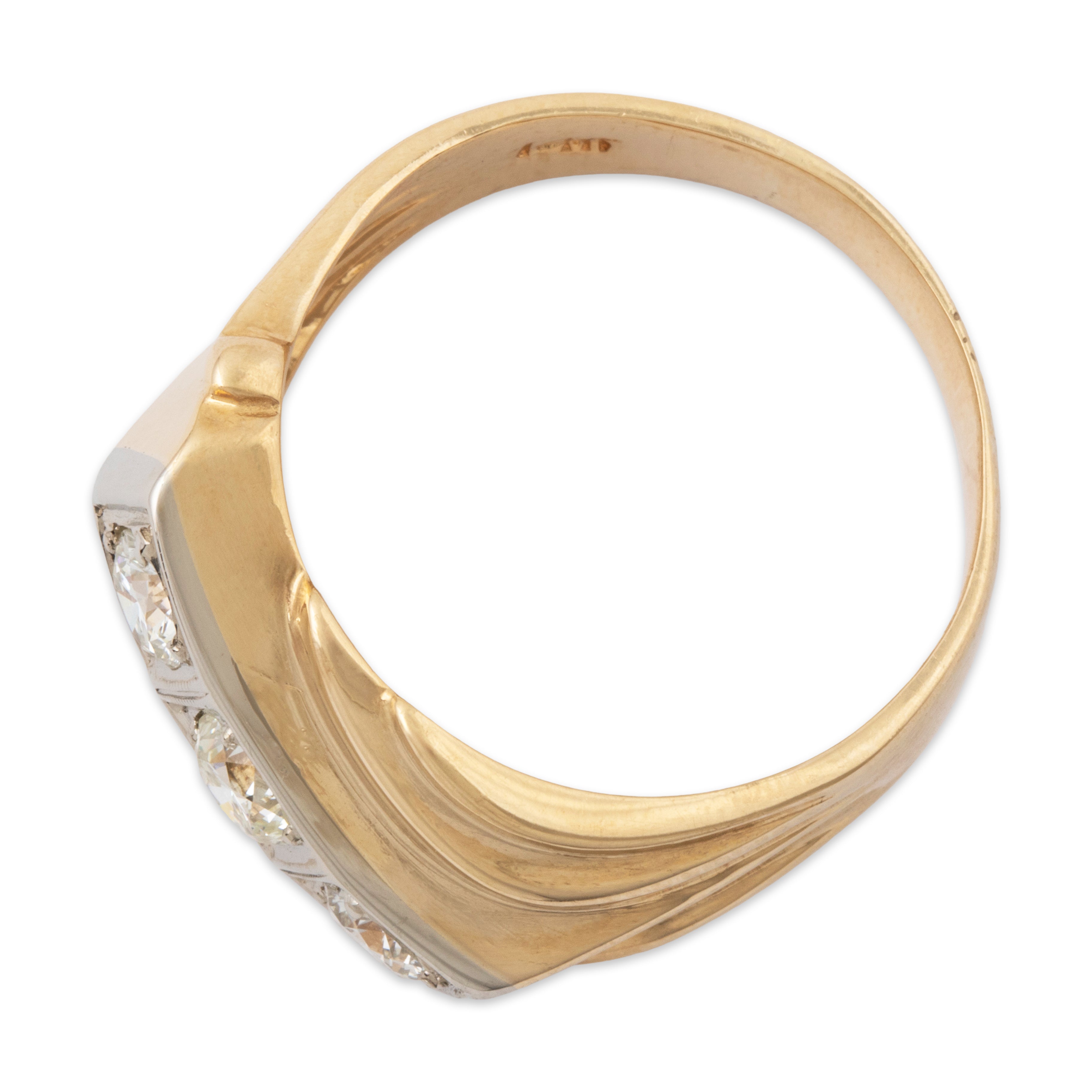 Vintage 14k Yellow Gold .81cttw Diamond Modernist Slant Ring 10.00、mySite、hinf8tx79