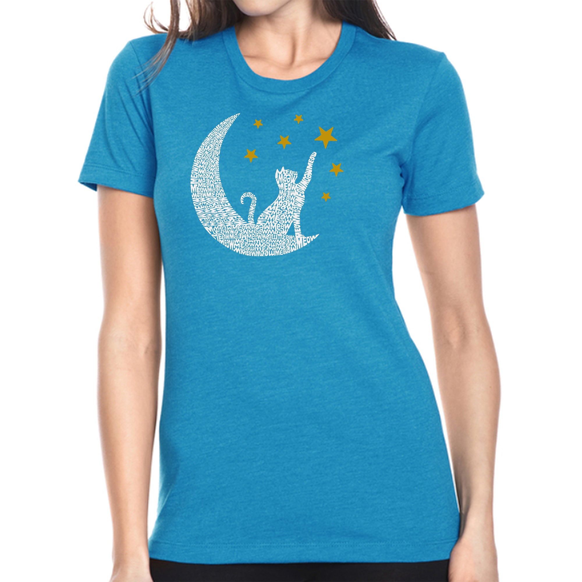 Cat Moon - Women's Premium Blend Word Art T-Shirt、mySite、camillekostekn