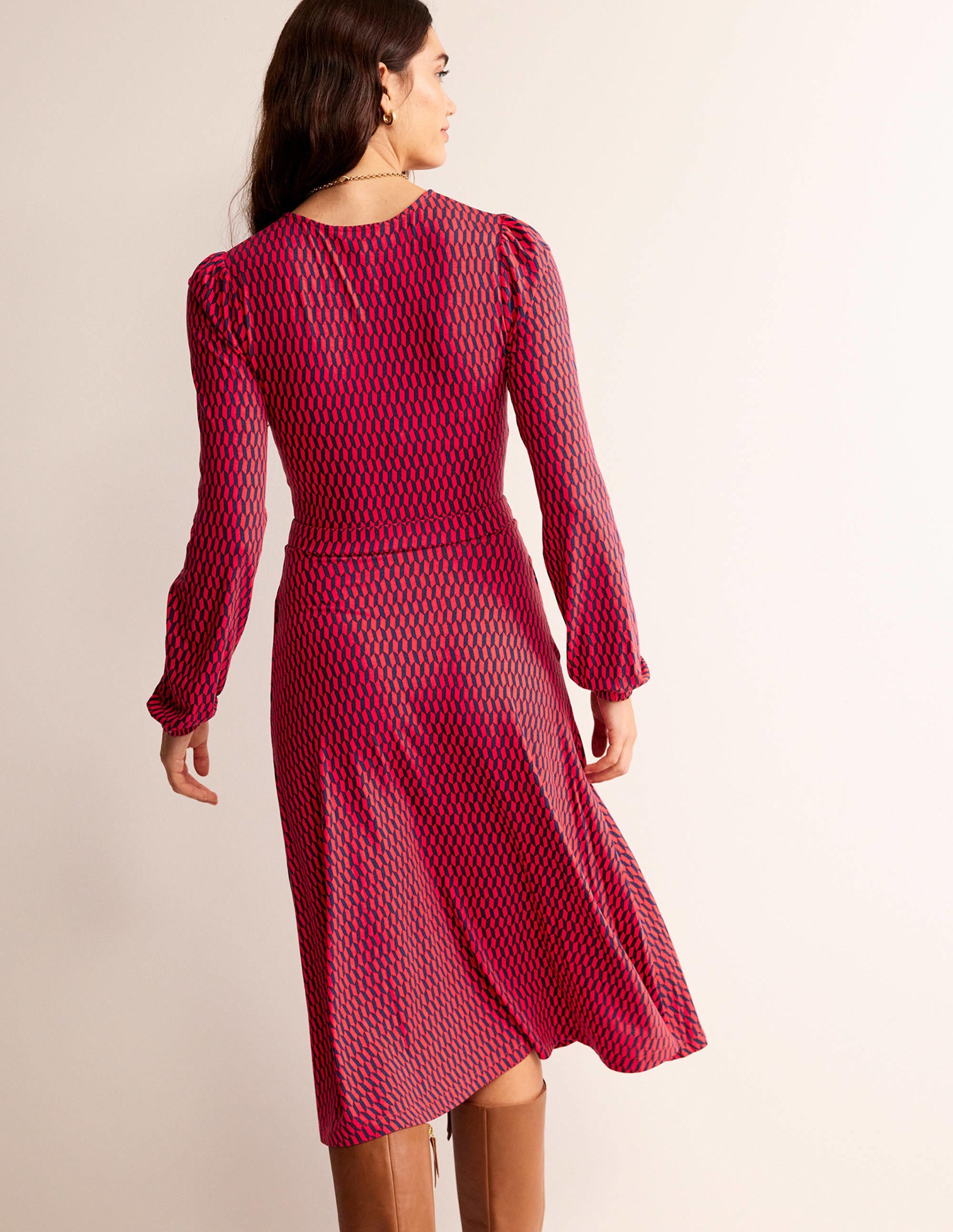  Camille Jersey Midi Dress-Brilliant Red, Block Tile、mySite、ashleygrahame