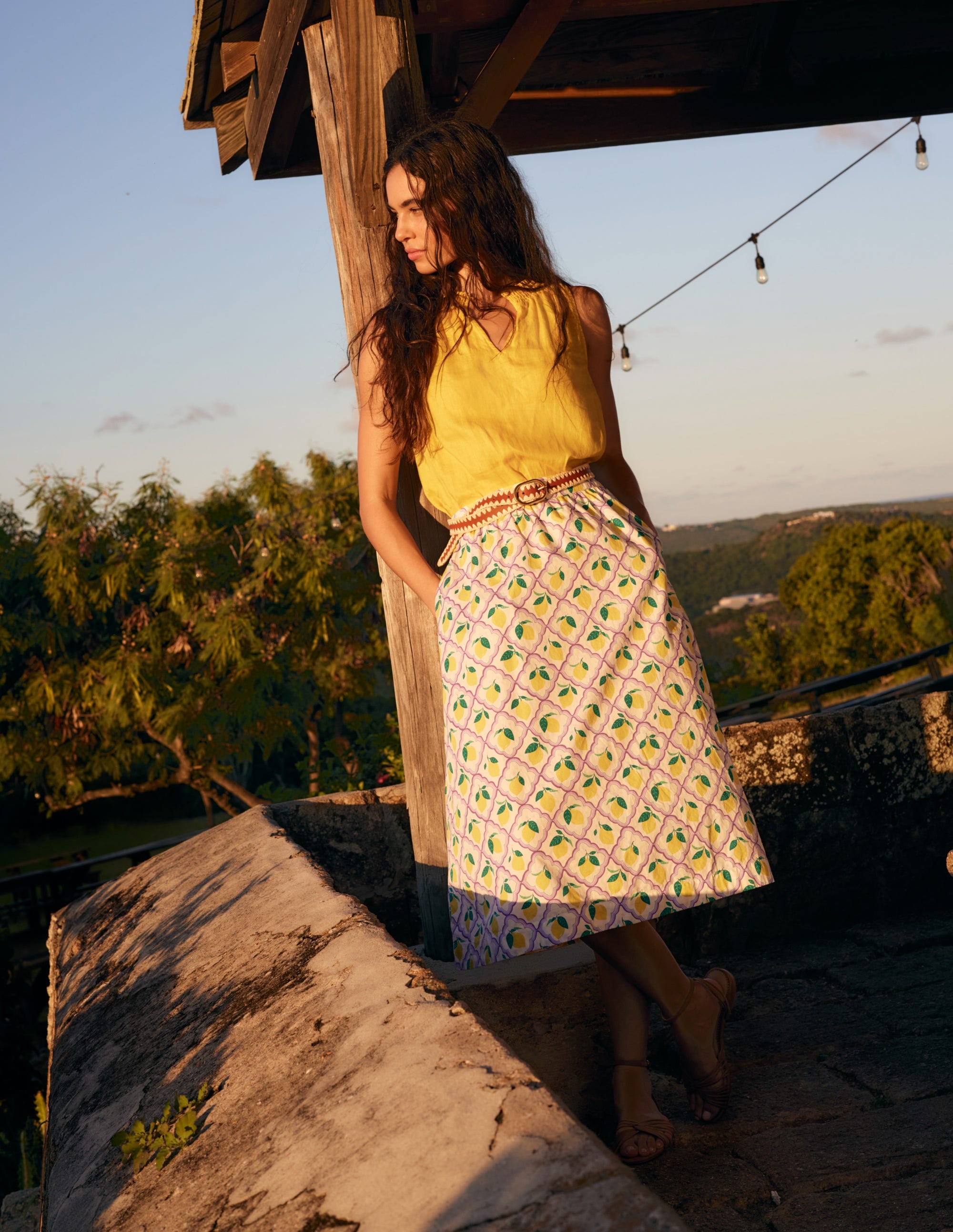  Georgia Linen Sleeveless Top-Pinapple、mySite、ashleygrahame