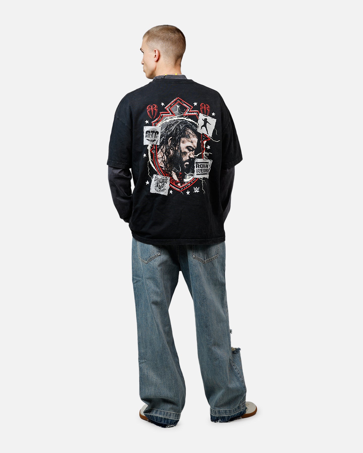 Culture Kings X WWE Roman Reigns Wrestlemania XLI Vintage T-Shirt Black Acidwash、mySite、zt4zffjzw