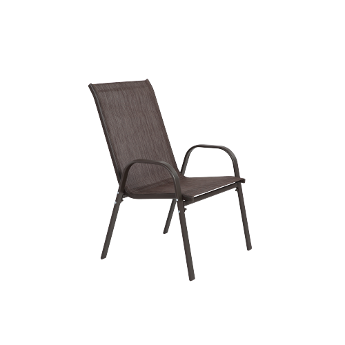 4 Piece Patio Chairs, Outdoor Camping Chairs with Breathable Textilene Fabric, Set of 2 Garden Chairs with Armrest High Backrest for Garden Patio Pool Beach Yard Space Saving ( Brown)、、casual