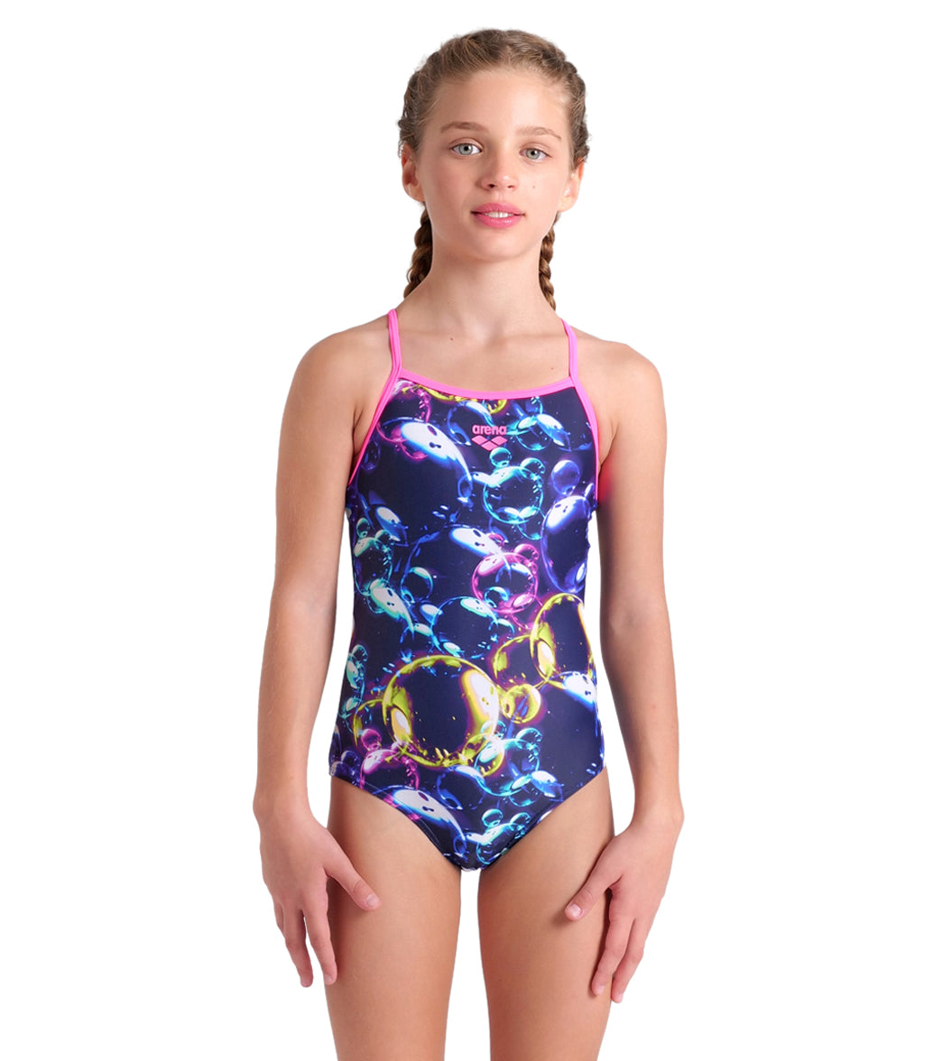 Arena Girls' Soap Bubbles Light Drop Back One Piece Swimsuit (Little Kid, Big Kid)、mySite、noshort