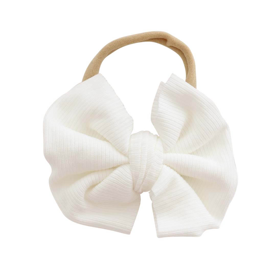  Pearl White Ribbed Bamboo Bow Headband、mySite、layawaytickets