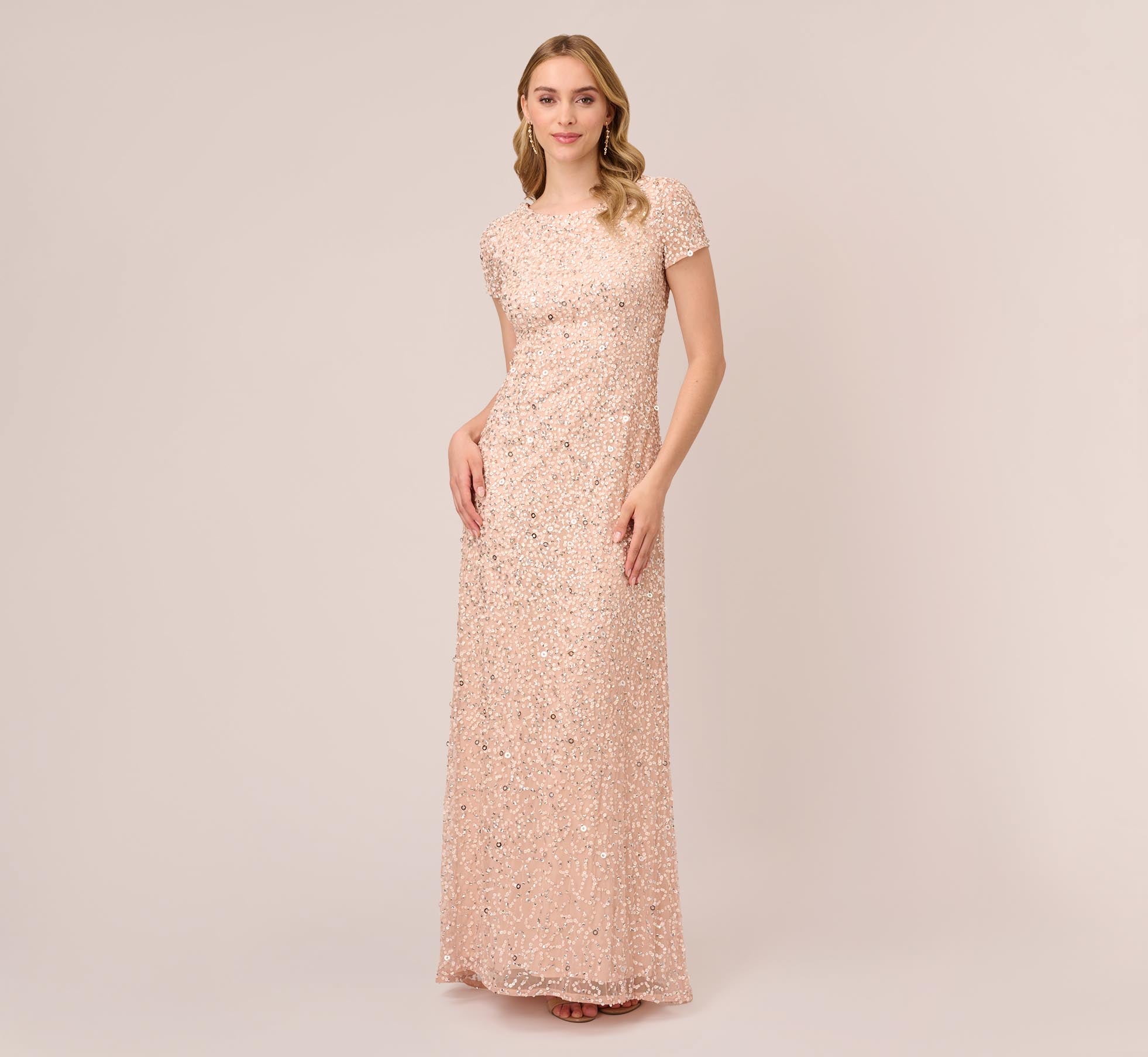 Scoop Back Sequin Gown In Blush、mySite、solidvoid