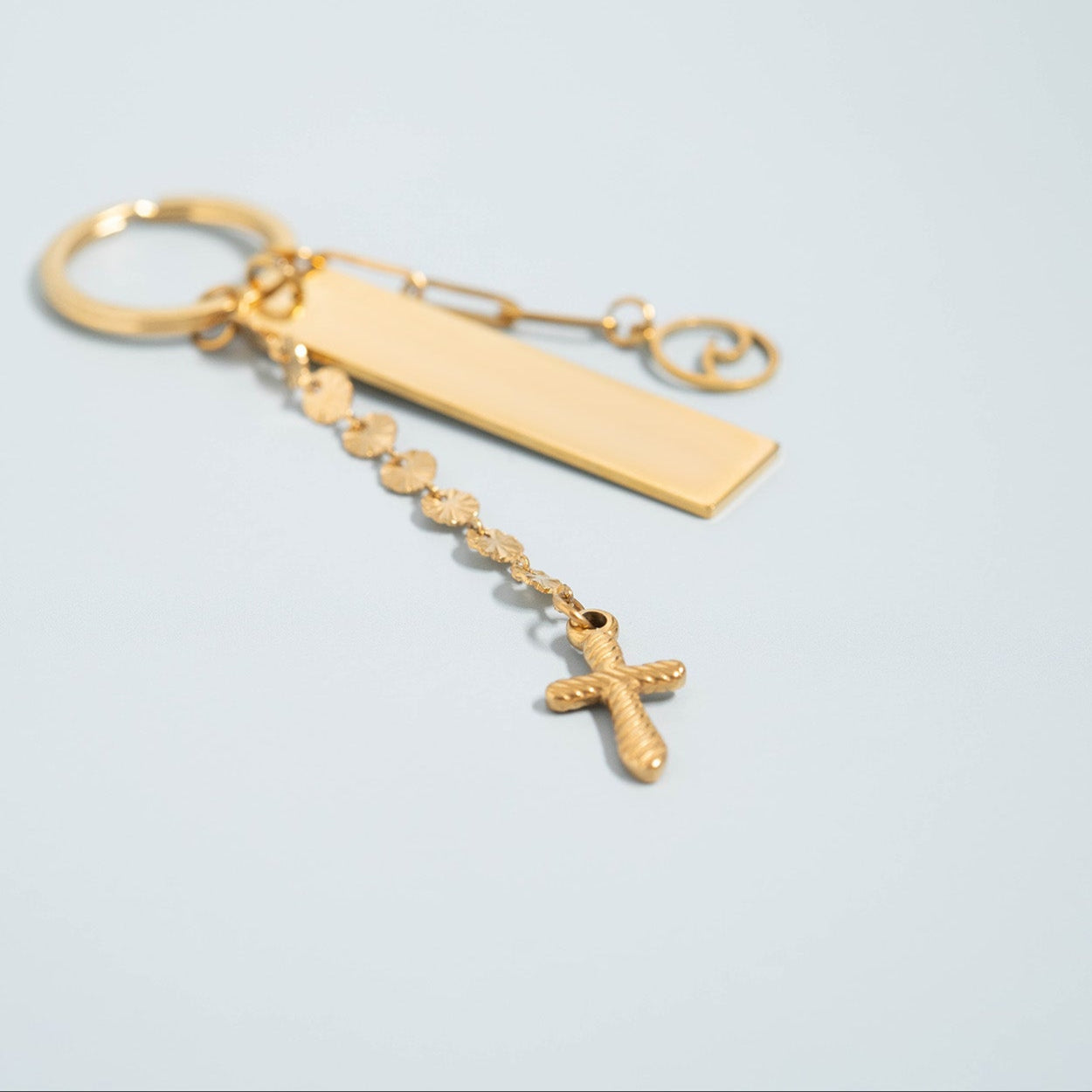 18K Gold PVD Stainless Steel Textured Cross Charm / PDL0114、mySite、dreamappss