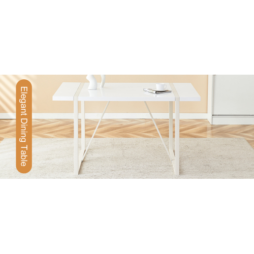 Rustic Industrial Rectangular Wood Dining Table For 4-6 Person, With 1.5" Thick Engineered Wood color Tabletop and Black Metal Legs,Desk For Kitchen Dining Living Room, 55.1" x 31.4"x 29.9"1529W115172、、casual