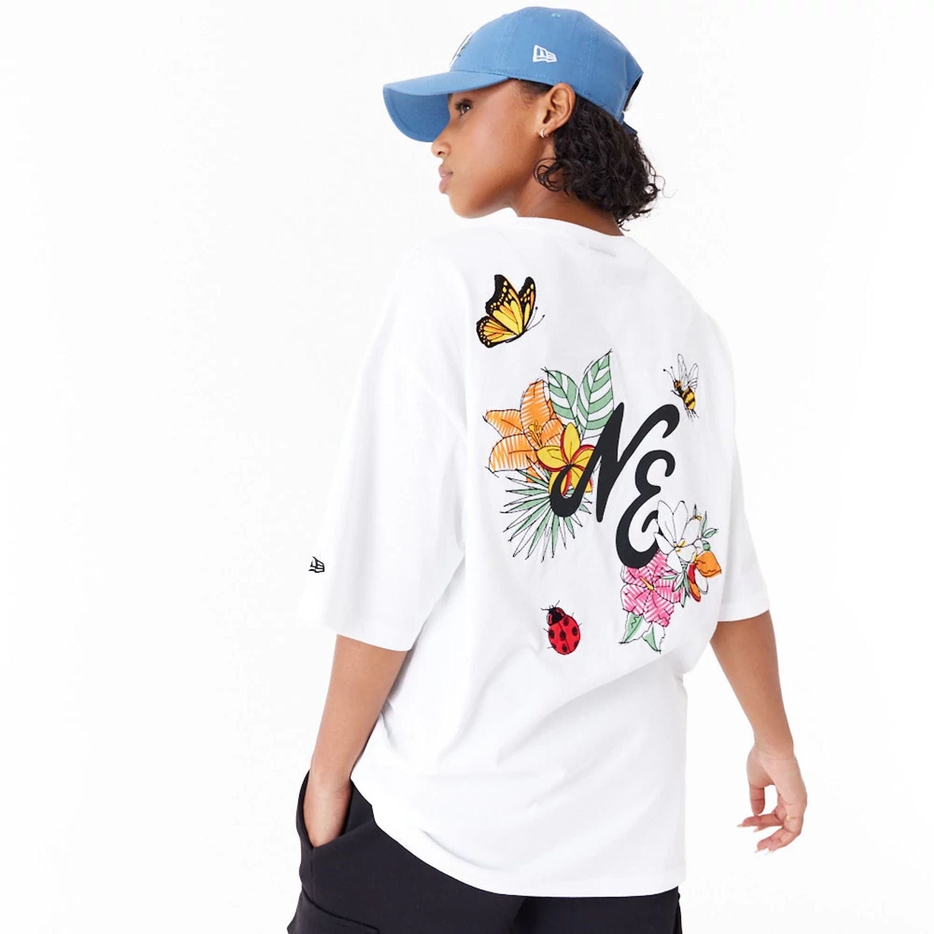New Era Floral Graphic White Oversized T-Shirt、mySite、vikingsvslions
