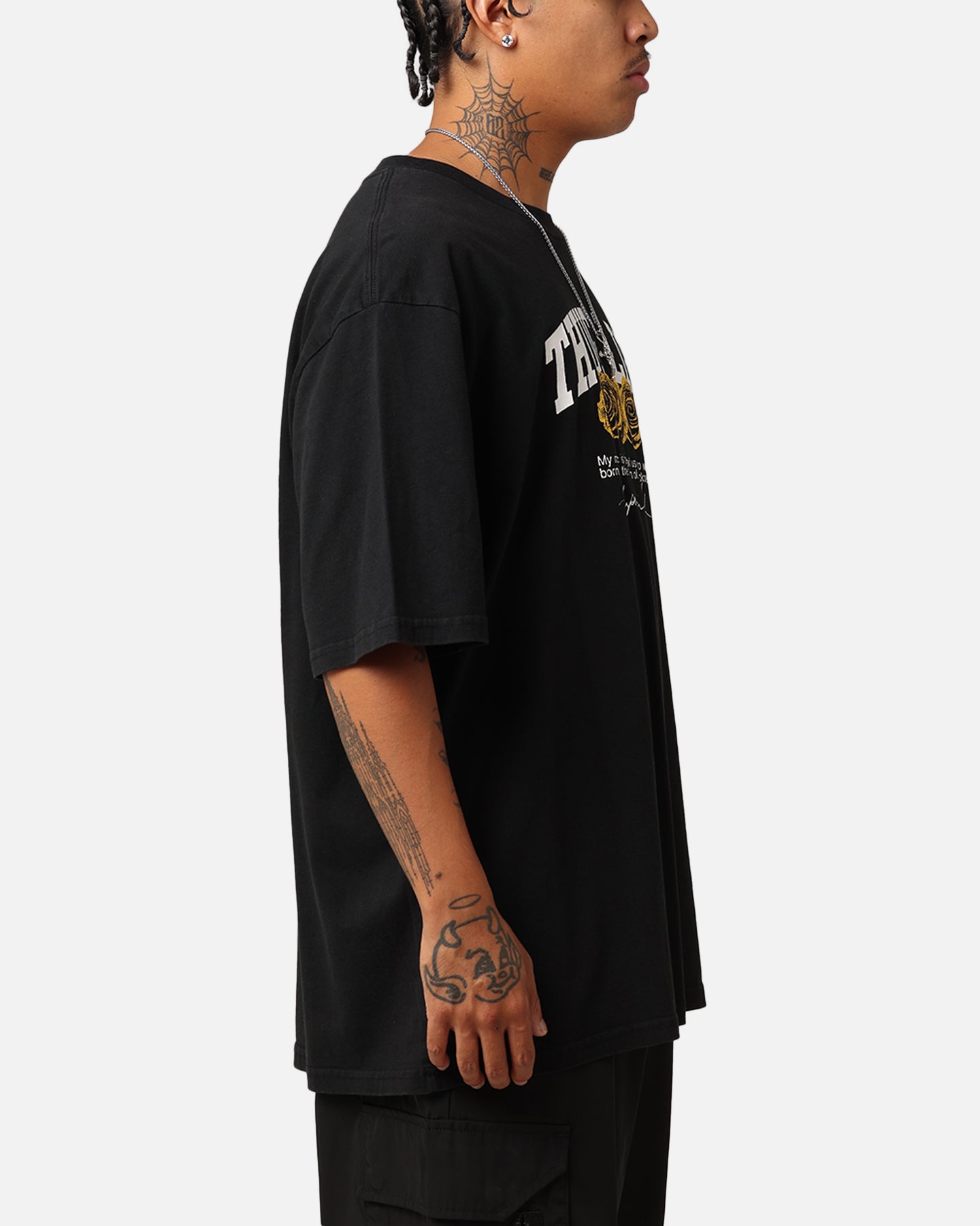 Tupac Thug Life Rose T-Shirt Washed Black、mySite、zt4zffjzw