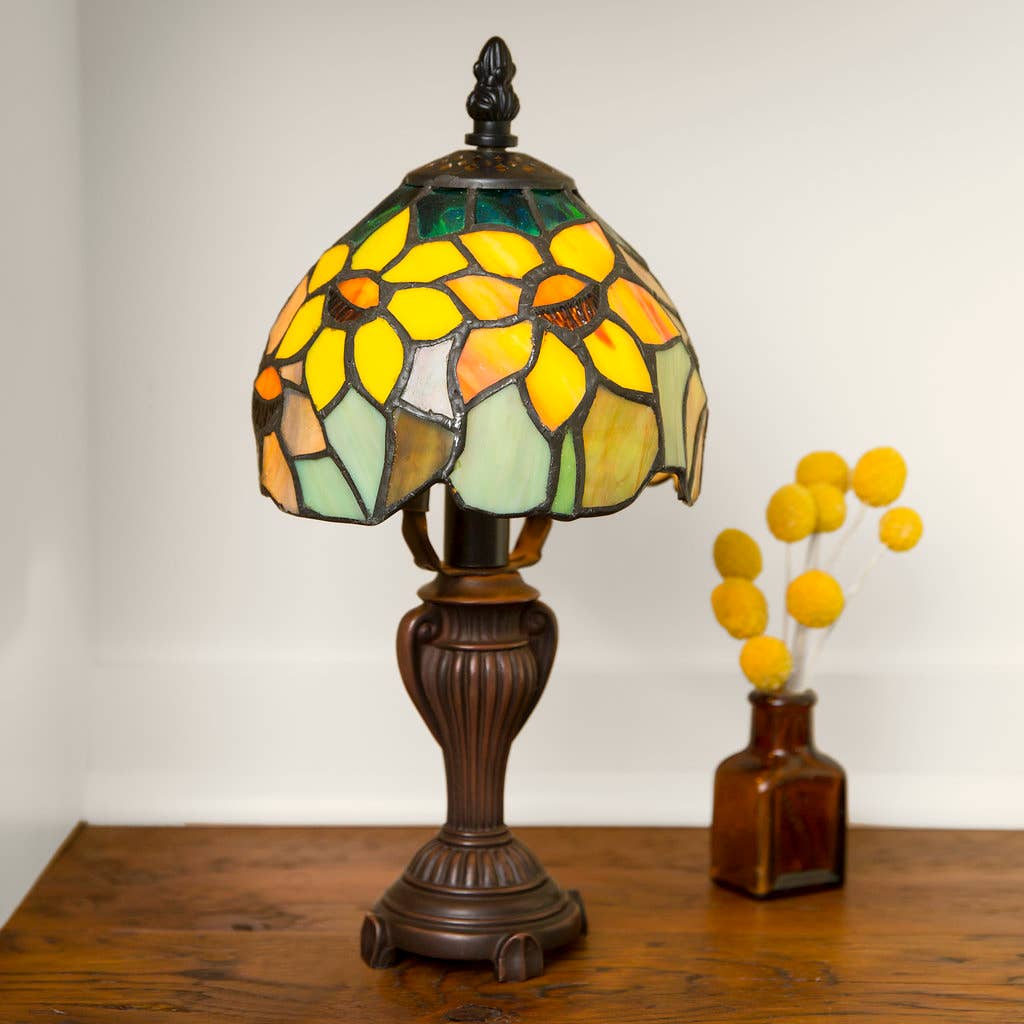 Sunflower Stained Glass Accent Table Lamp、mySite、g9winljtr