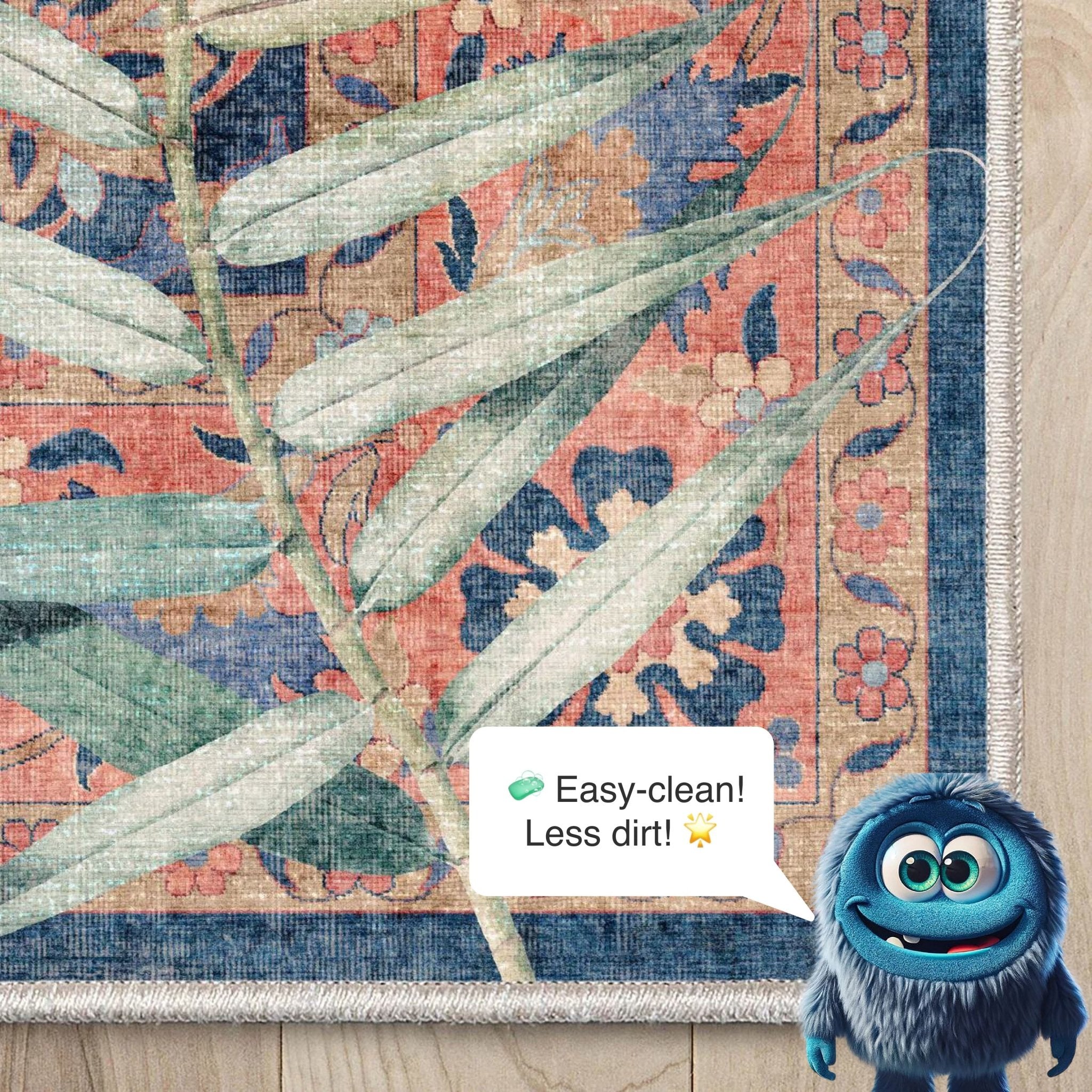 Apollo Botanical Floral Rug for Living Room, Dining Room, Bedroom and Kitchen、mySite、gigharbornorthrealestate