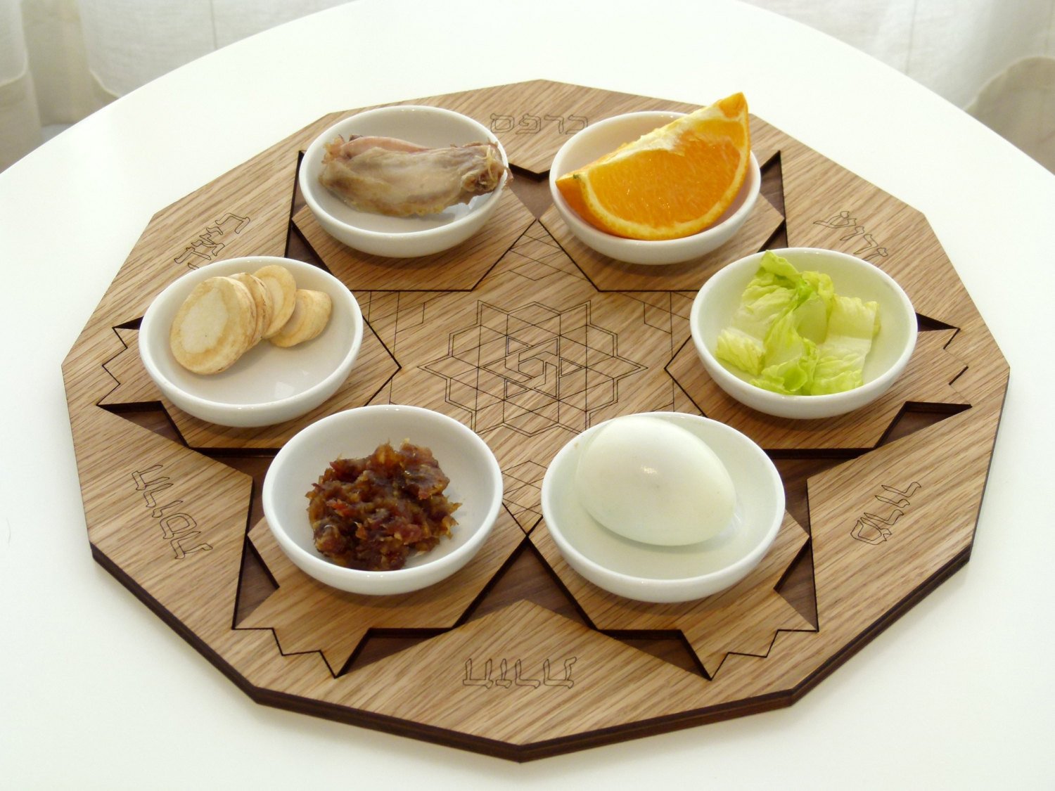Wood Pomegranate Polygon Seder Plate、mySite、topwebapps