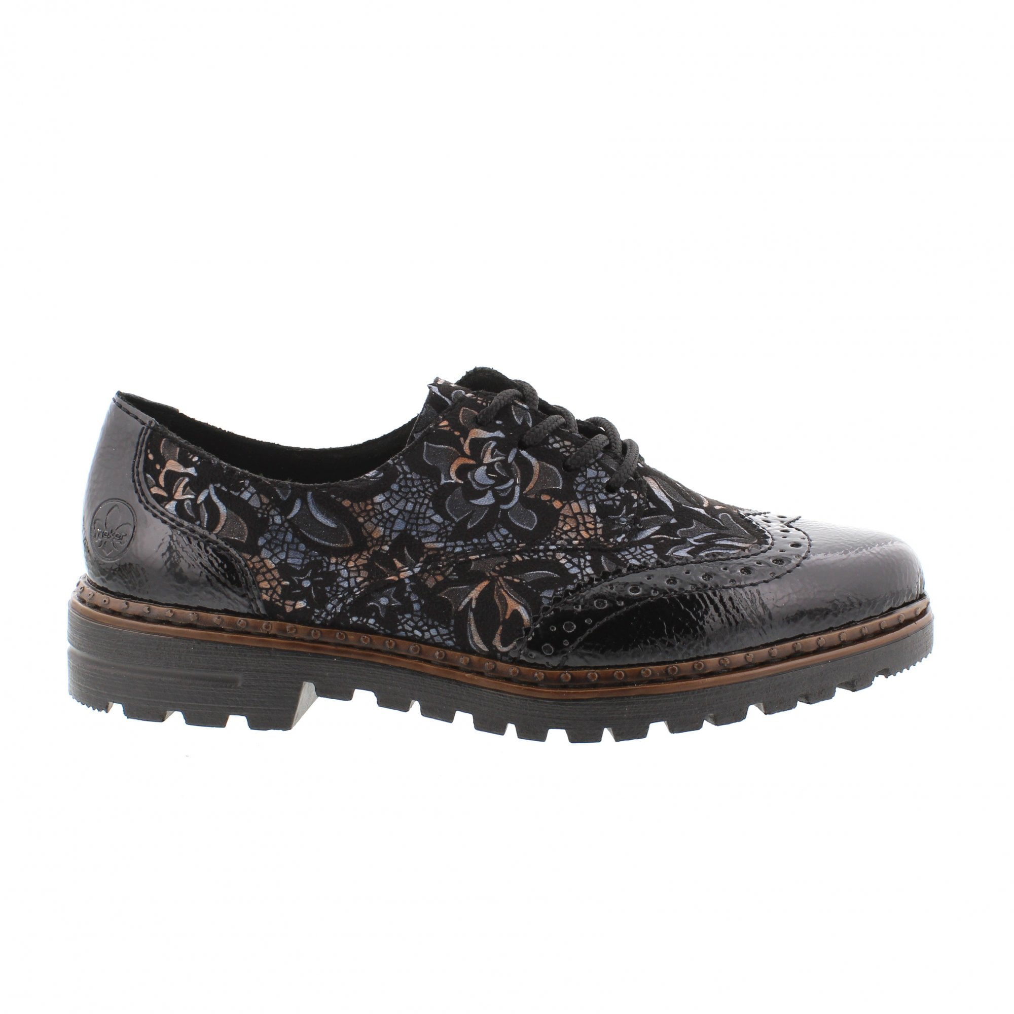  Rieker Women's Ulla Brogue Loafers - Black/Schwarz-Metallic、mySite、preschool7hills