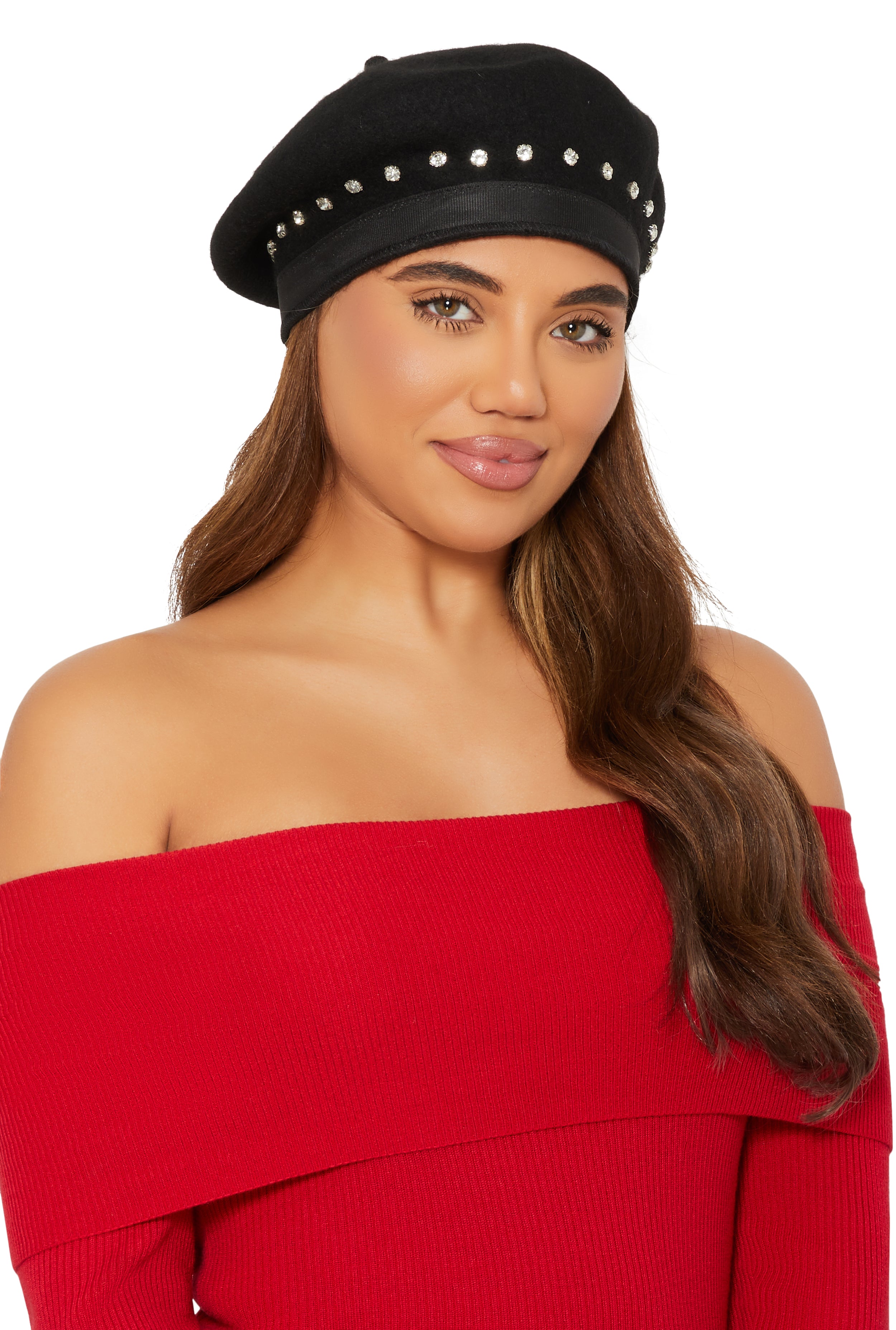 Wool Rhinestone Detail Beret、mySite、camillekostekn