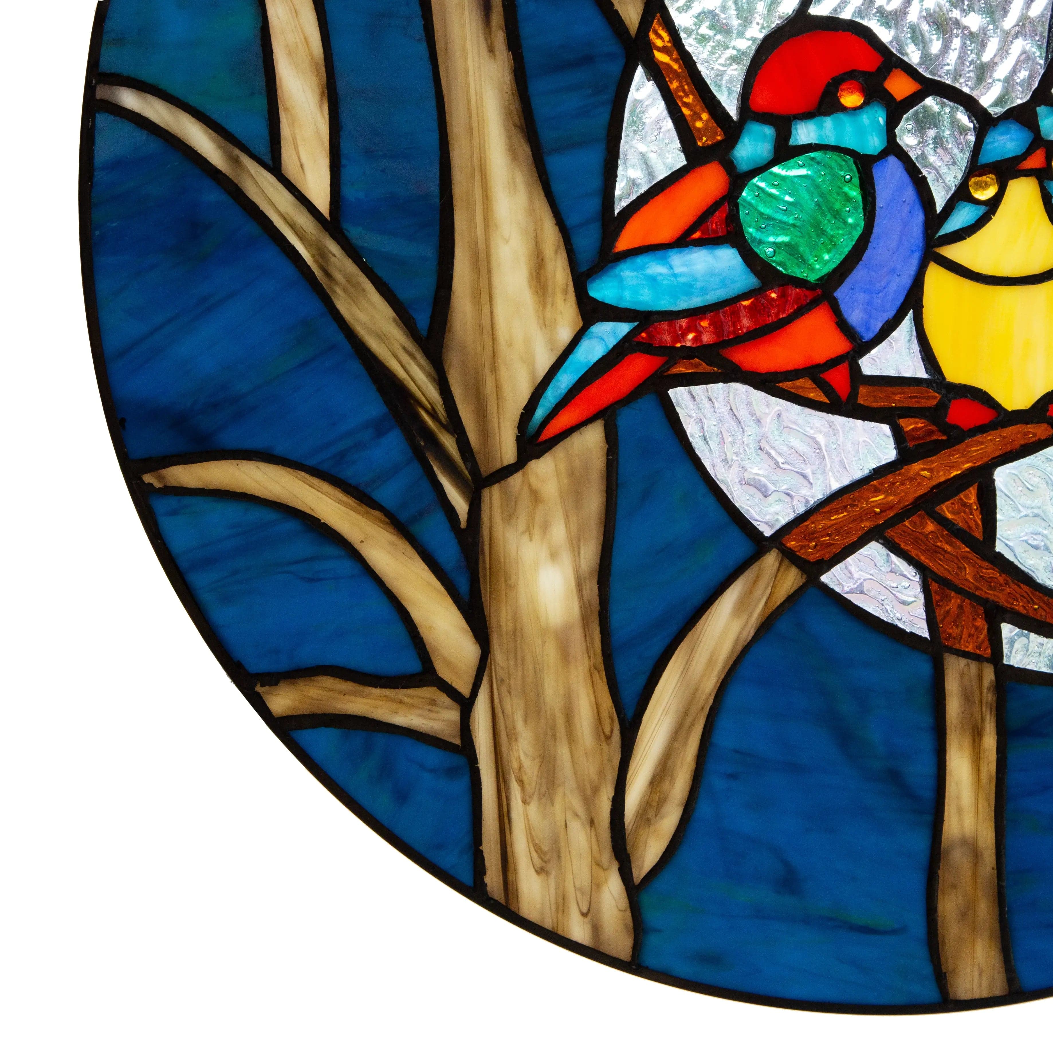 NEW Blue Birds in a Night Sky Stained Glass Window Panel、mySite、g9winljtr