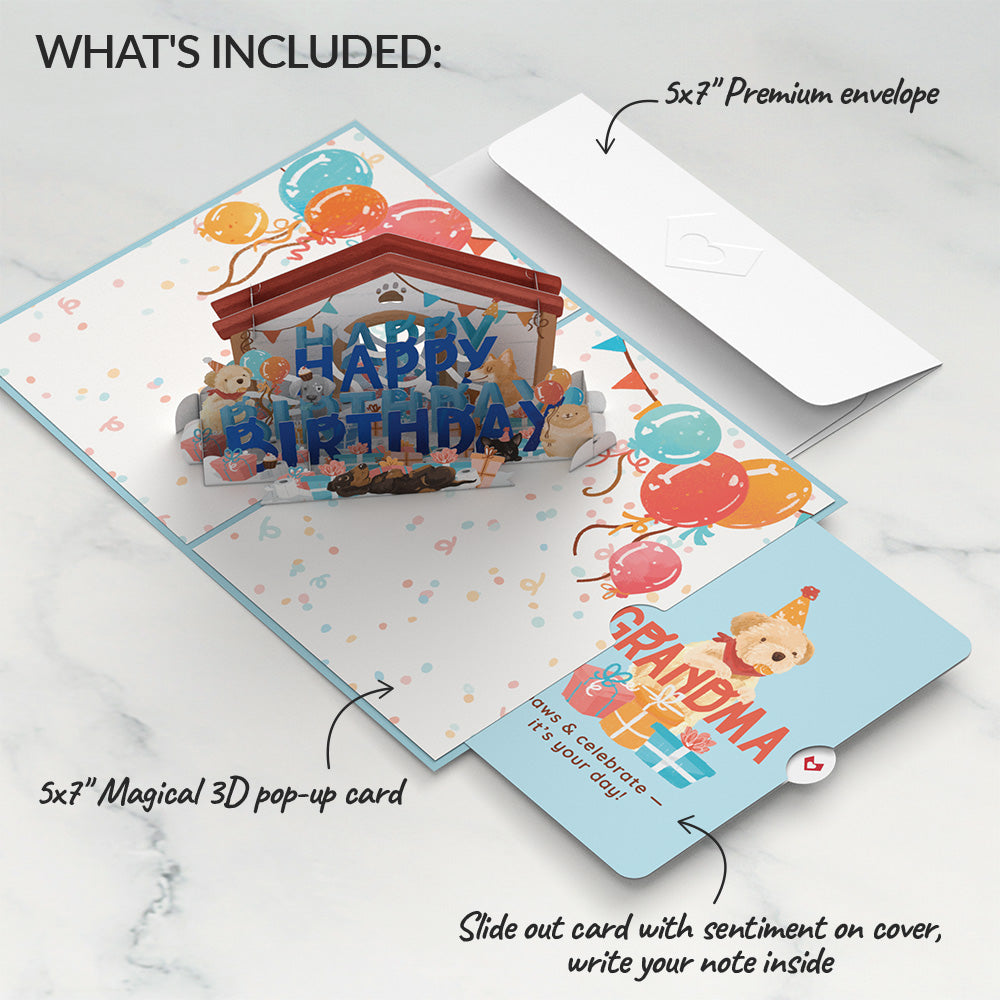 Happy Birthday Dogs Pop-Up Card and Sentiment Set for Grandma、mySite、solidvoid