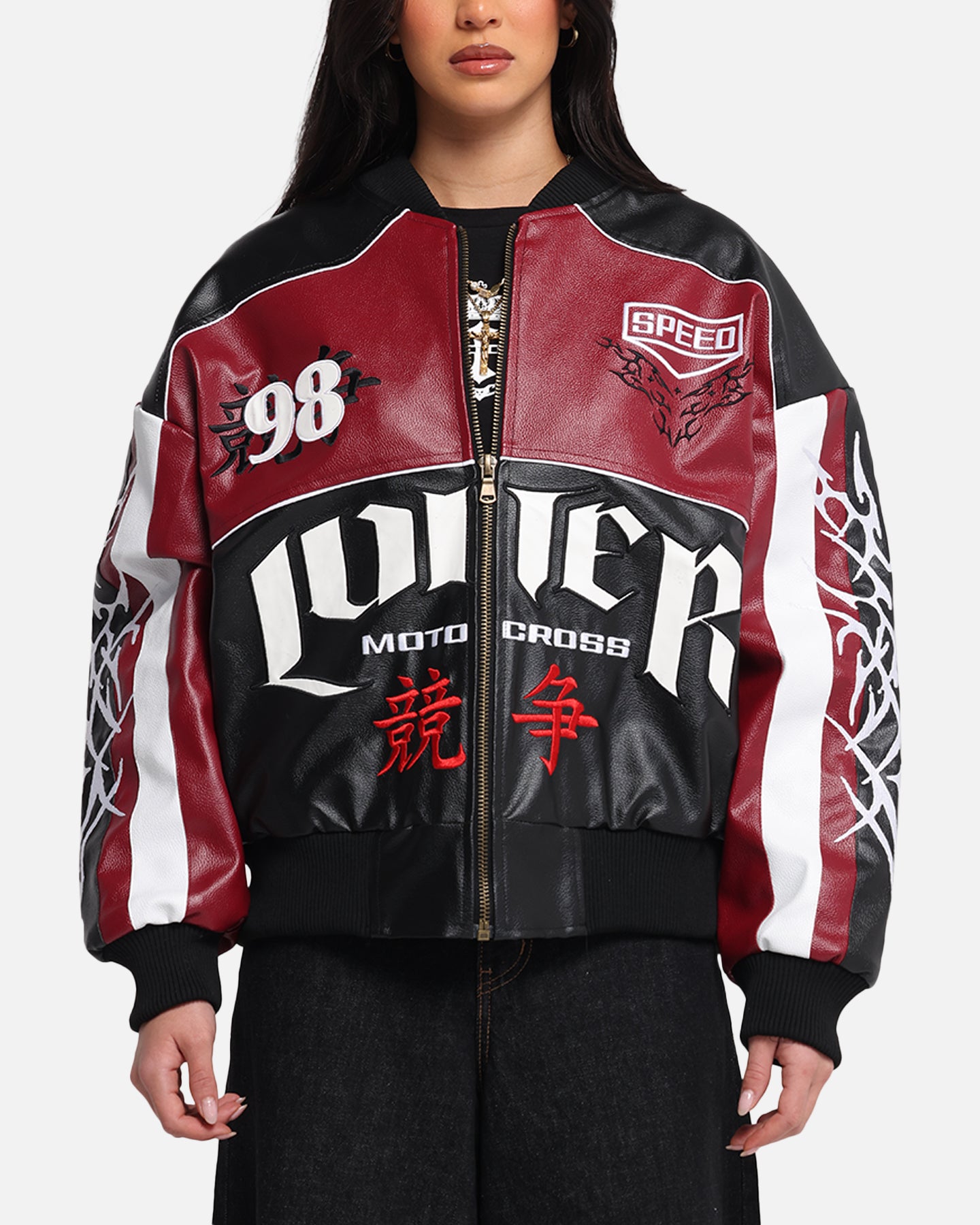 Loiter Tokyo Drift Vegan Leather Jacket Red、mySite、zt4zffjzw
