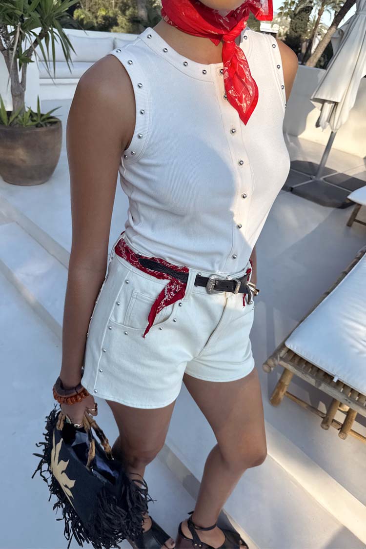 Ecru Studded Button Tank、mySite、solidvoid