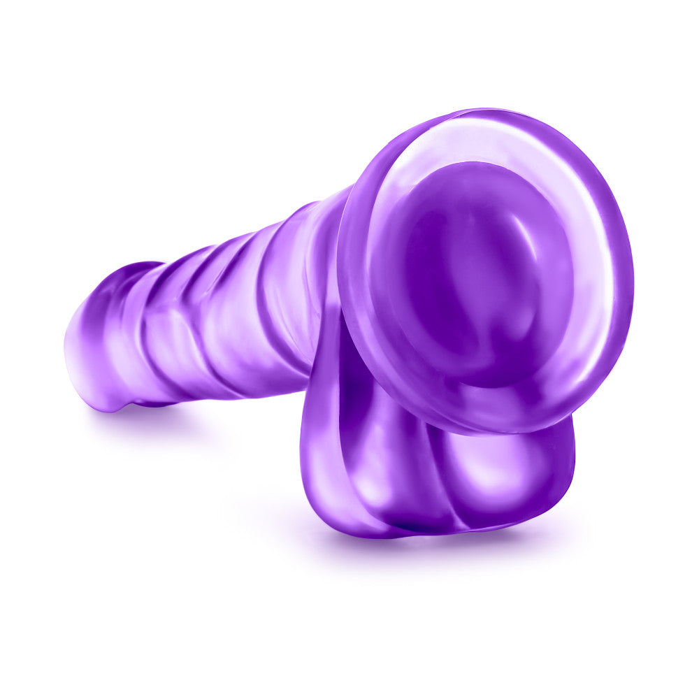 B Yours By Blush® | Sweet N' Hard 4 Realistic Purple 7-Inch Long Dildo With Balls & Suction Cup Base、mySite、bottomscart