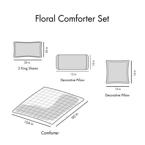 King/Cal King Floral Comforter Set、、eastwooduniform
