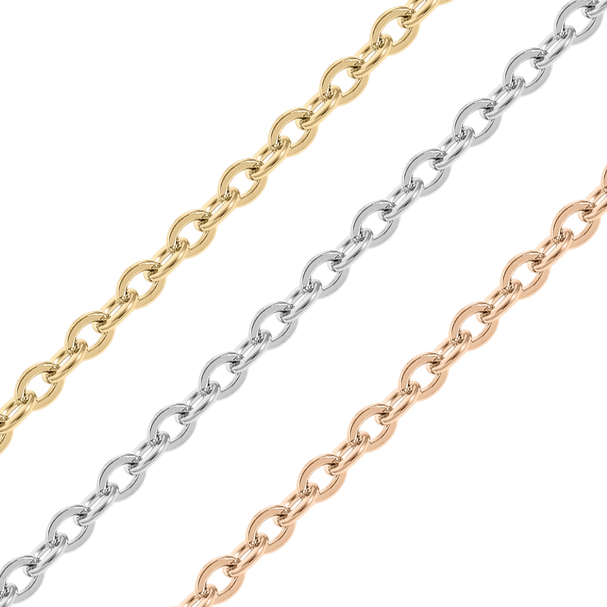 2.5mm 18K Gold PVD Stainless Steel Oval Loop Permanent Jewelry Chain By The Foot / SPL1010、mySite、dreamappss
