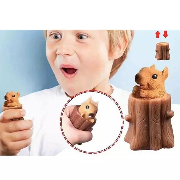 Squirrel Cute Pop Up Squeeze Squirrel in a Log Stress Reliever、mySite、g9winljtr