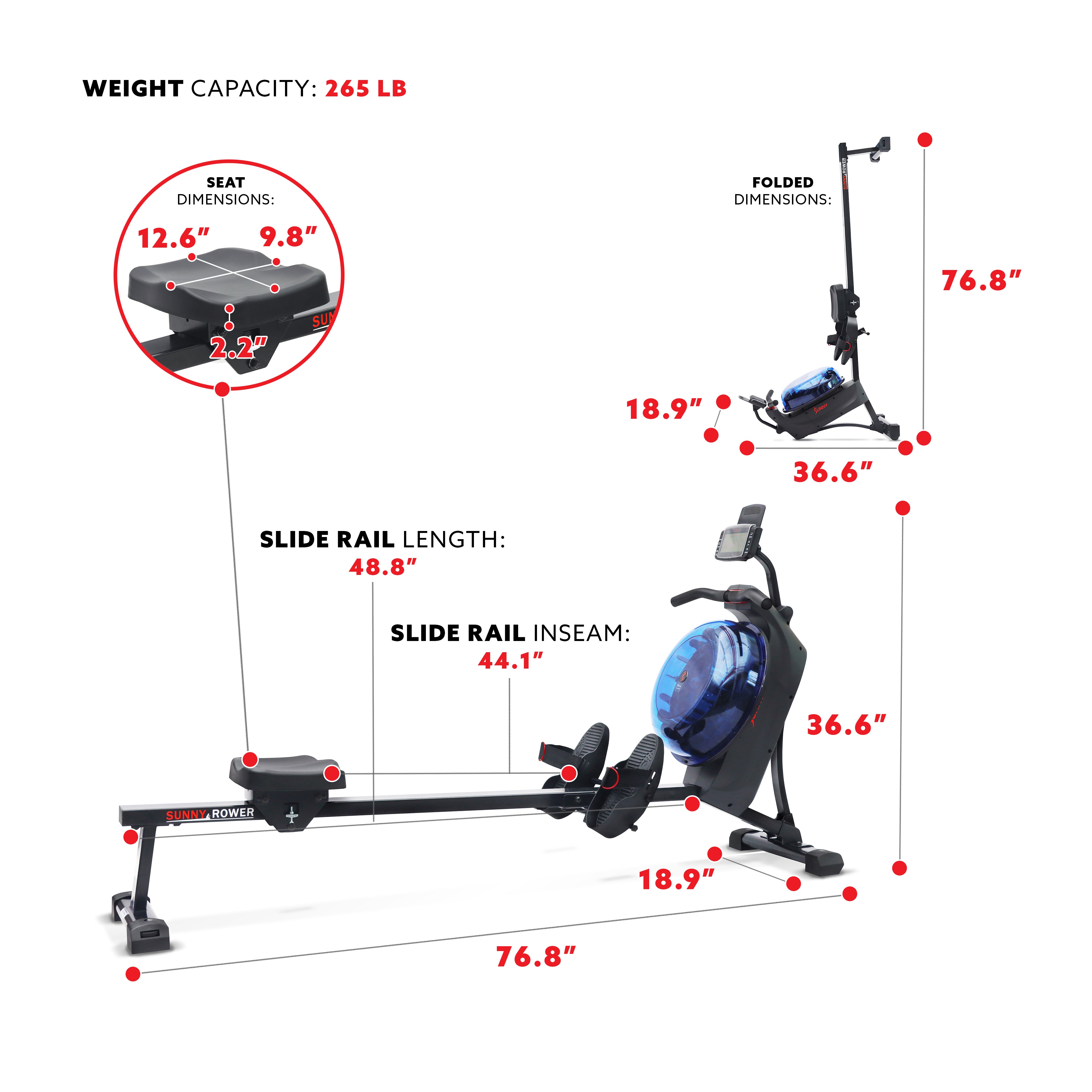  Hydro + Dual Resistance Smart Magnetic Water Rowing Machine、mySite、ghnorth