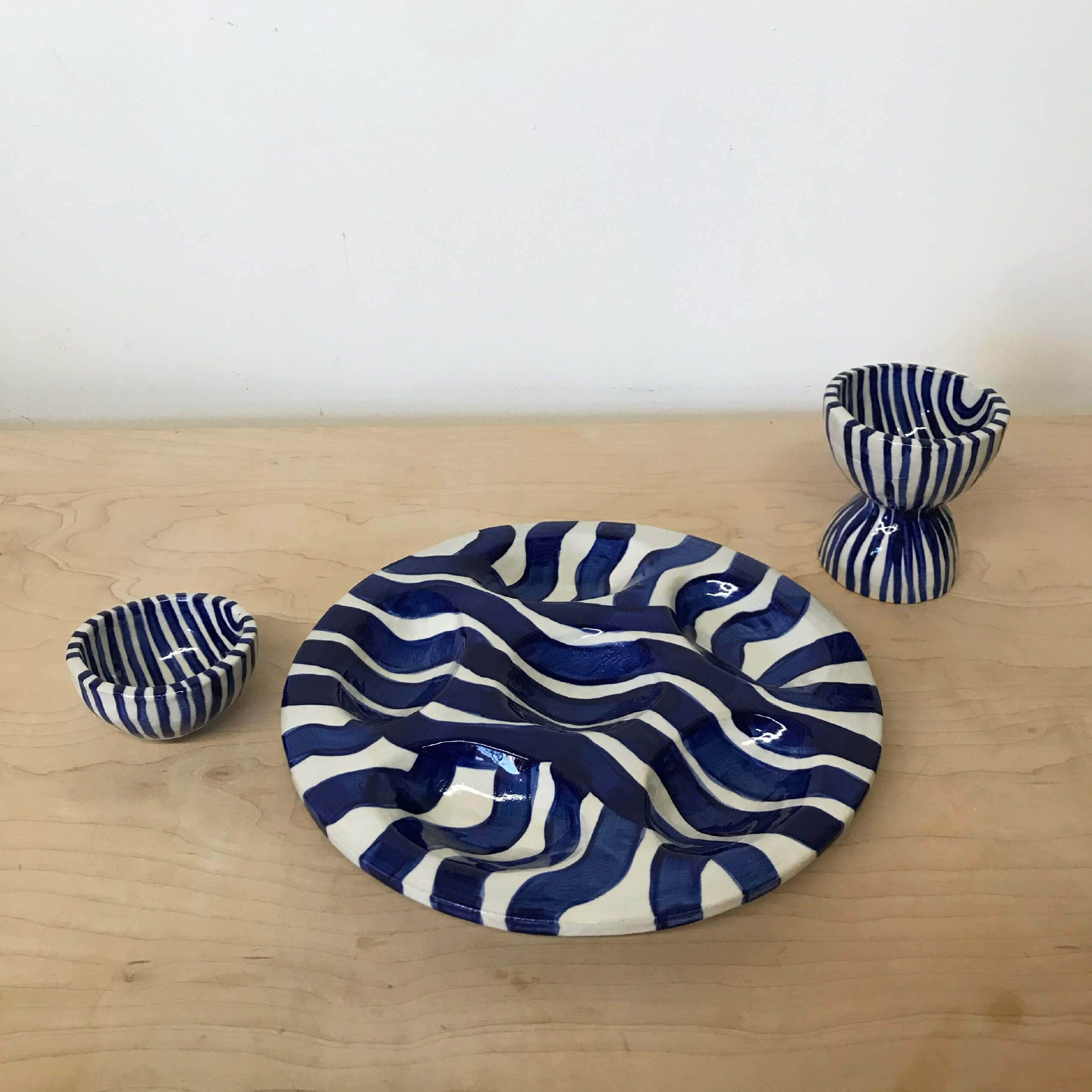 Stripe Seder Plate Set with Kiddush Cup and Salt Water Bowl by Julia Elsas、mySite、topwebapps