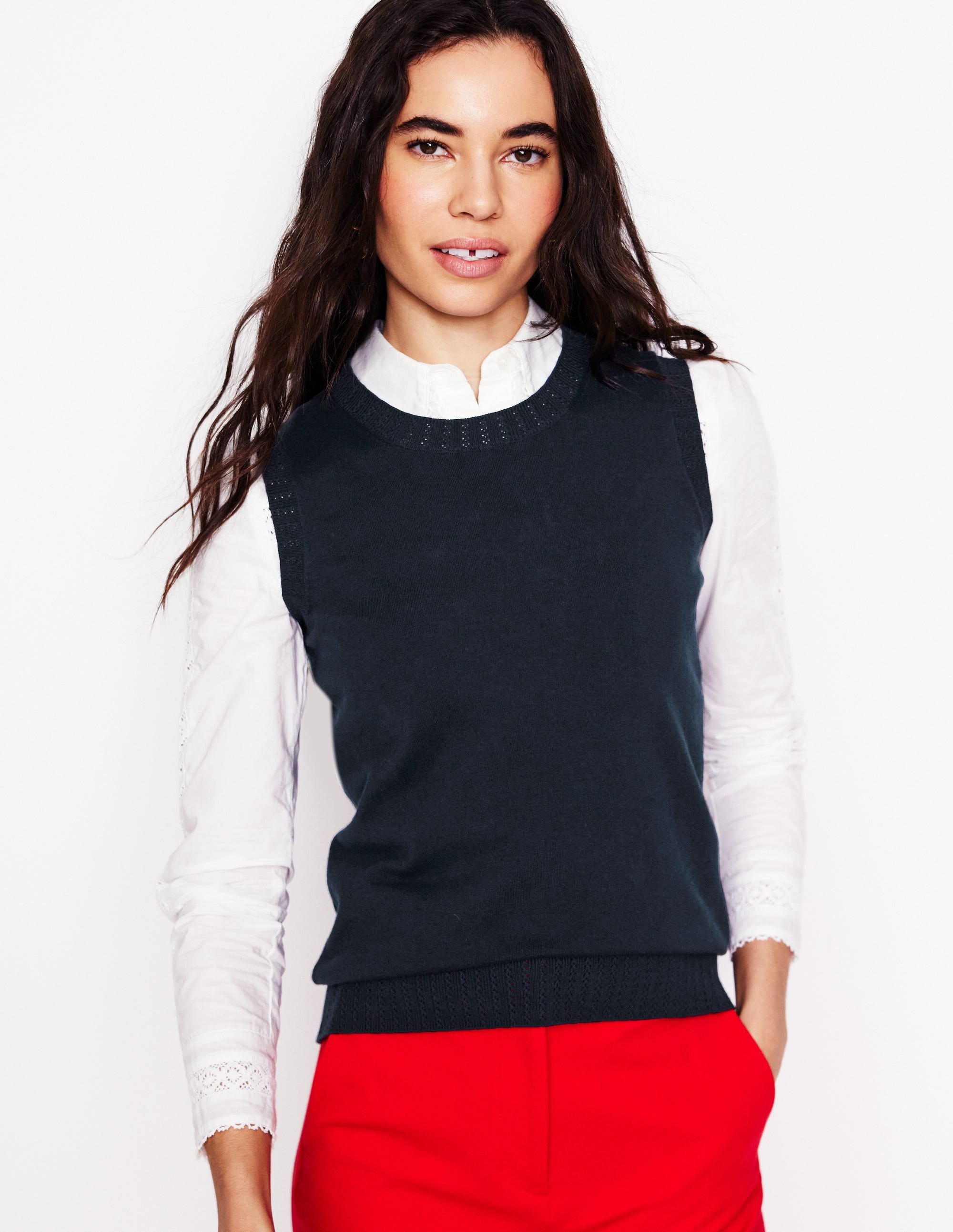  Emilia Cotton Crew Neck Tank-Navy、mySite、ashleygrahame