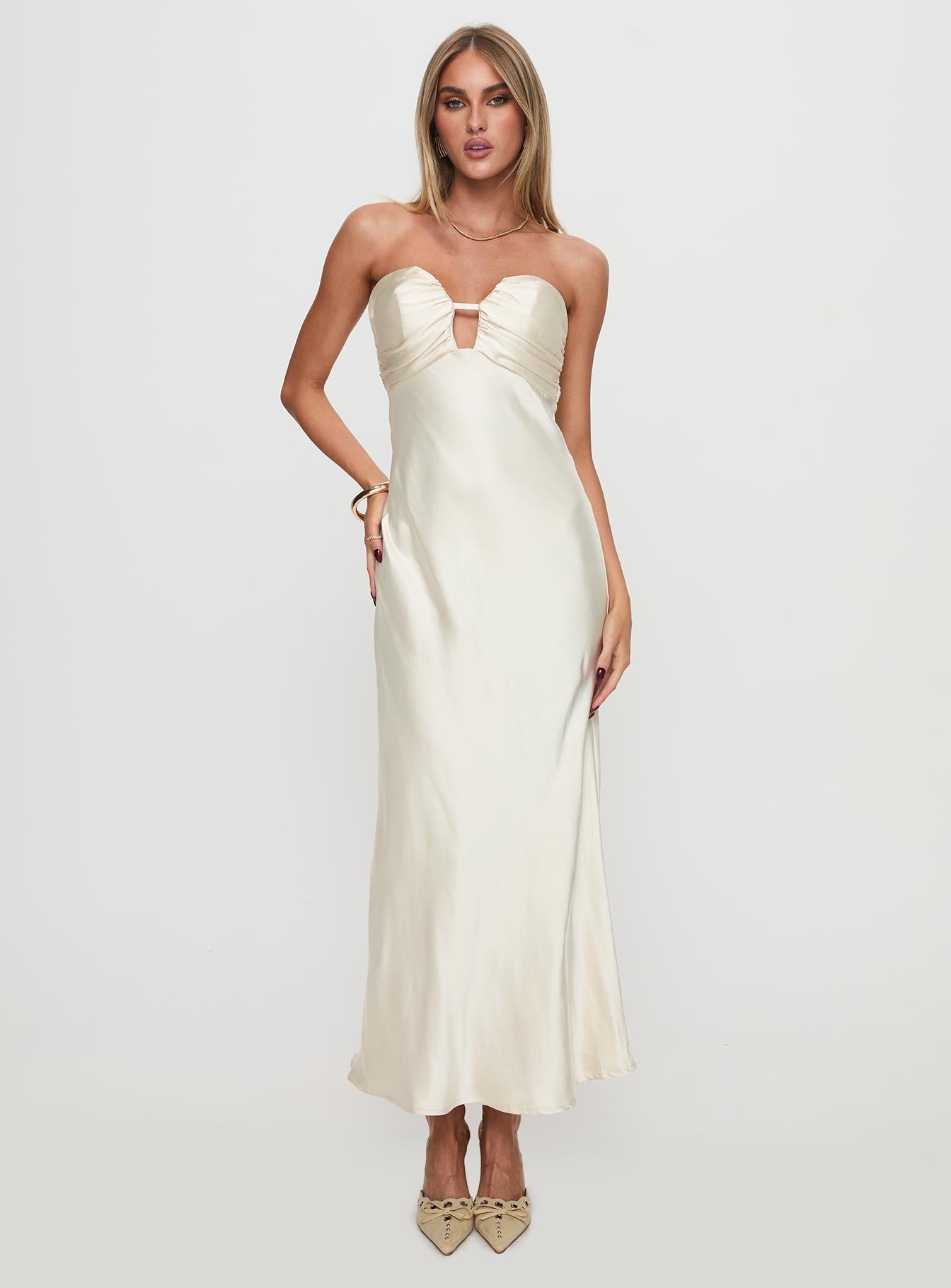 Cyprian Strapless Maxi Dress Champagne、mySite、solidvoid