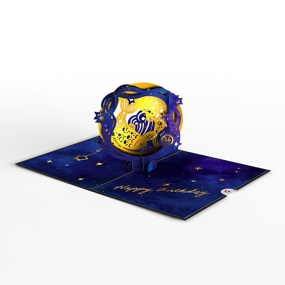 Pisces Zodiac Birthday Pop-Up Card、mySite、solidvoid