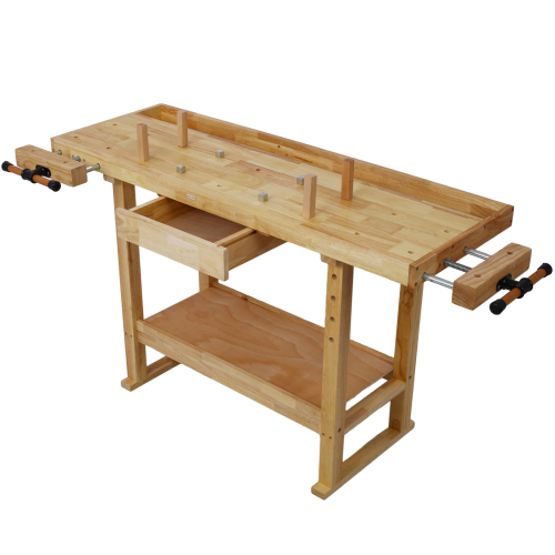 55-Inch Wood Workbench - Wooden Workbench for Garage Workshop and Home、、eastwooduniform