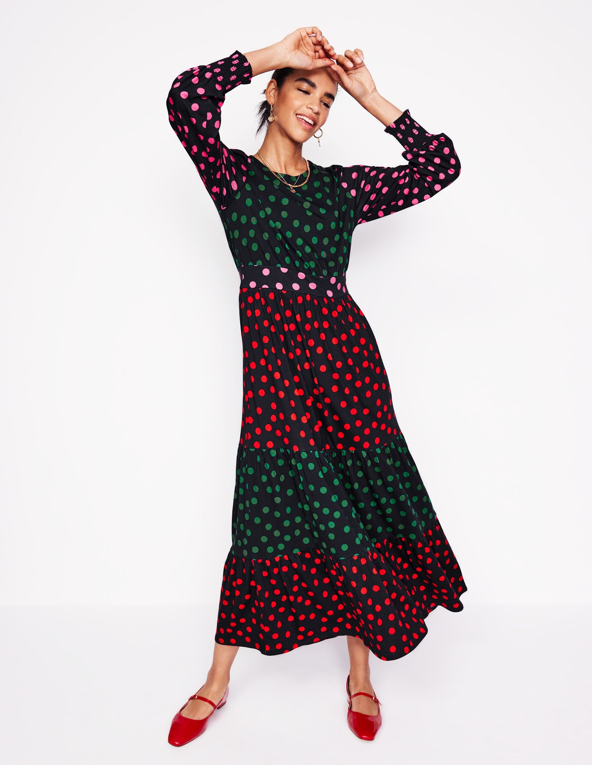  Tabitha Tiered Jersey Dress-Multi, Abstract Dot、mySite、ashleygrahame