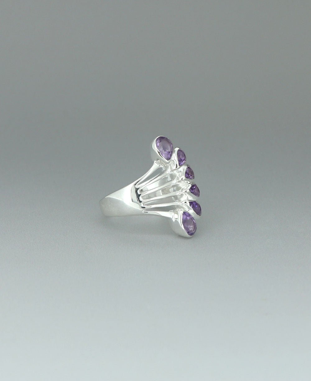 Sterling Silver Teardrop Gemstones Amethyst Ring、mySite、topwebapps