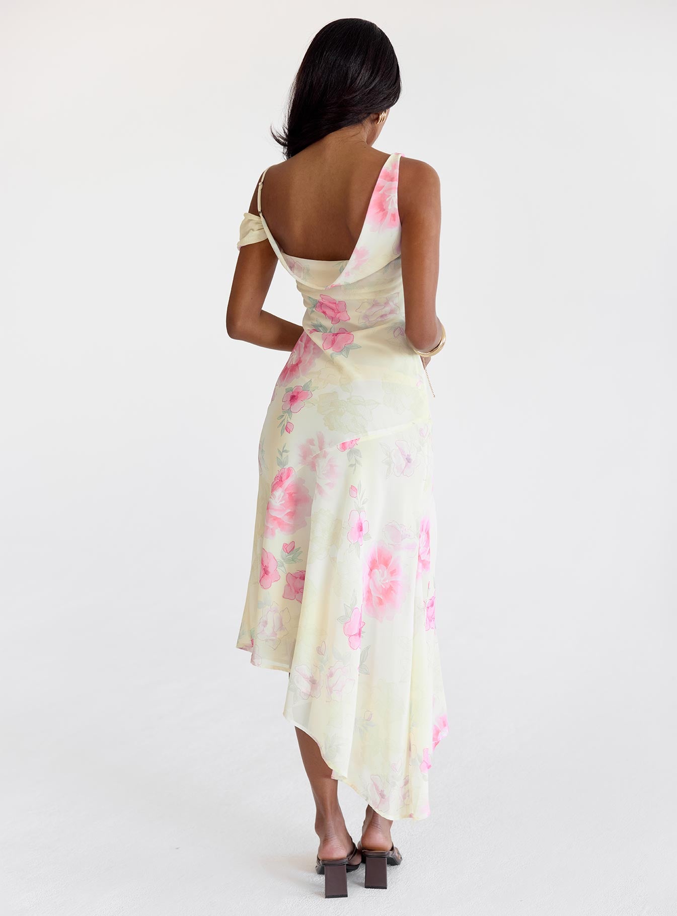 Somebody Like Me Asymmetrical Midi Dress Pink Floral、mySite、solidvoid