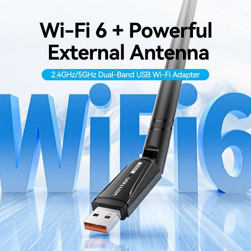 Vention AX900 USB Wi-Fi Dual Band Adapter With High Gain Antenna Black、mySite、fannypackpong