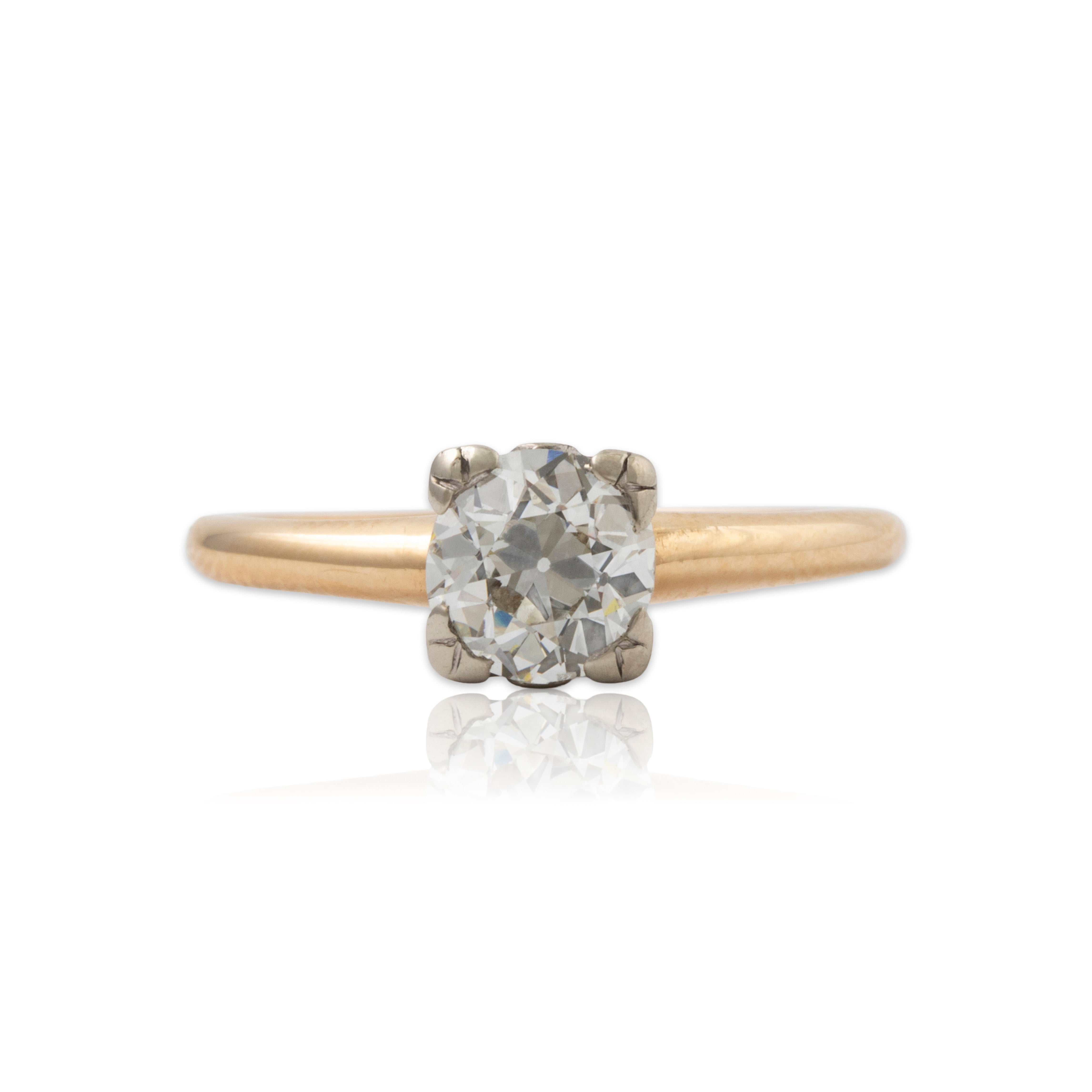 Antique 14k Yellow Gold .9ct Old European Cut Diamond Solitaire Engagement Ring、mySite、hinf8tx79